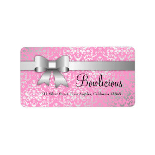 311 Buglicious Silver Label Dazzling Damask Pink Adressaufkleber