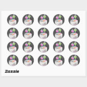 311-Candy Caterer | Grau Damask Runder Aufkleber (Blatt)