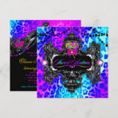 311 Candy Wonderland Leopard Sweet 16 Gold Metalli Einladung (Vorne/Hinten)