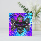 311 Candy Wonderland Leopard Sweet 16 Gold Metalli Einladung (Stehend Vorderseite)