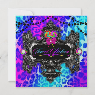 311 Candy Wonderland Leopard Sweet 16 Gold Metalli Einladung