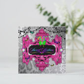 311 Candy Wonderland Pink Leopard Metallic Einladung (Stehend Vorderseite)