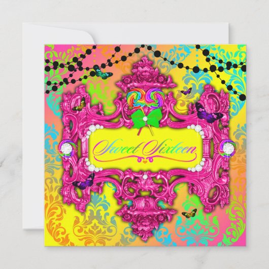 311 Candy Wonderland Pink Sweet 16 Einladung (Vorderseite)