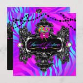 311 Candy Wonderland Zebra Sweet 16 Einladung (Vorne/Hinten)