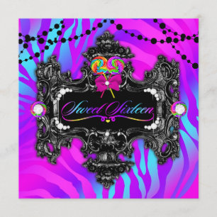 311 Candy Wonderland Zebra Sweet 16 Einladung