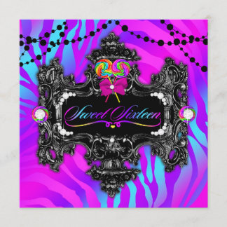 311 Candy Wonderland Zebra Sweet 16 Einladung