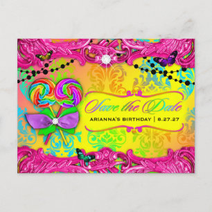 311 CANDY Wunderland Rosa Sweet 16 Termin vormerke Ankündigungspostkarte