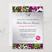 311 Chic Animal Print Pink Limon| Metallisches Gol Einladung (Rückseite)