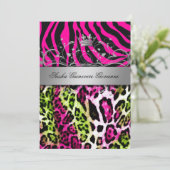 311 Chic Animal Print Pink Limon| Metallisches Gol Einladung (Stehend Vorderseite)