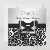 311 - Chic Black Leopard Bow  | Süß 16 Einladung (Vorderseite)