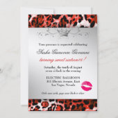 311 Chic Cherry Red Leopard Bow| Metallisches Gold Einladung (Rückseite)