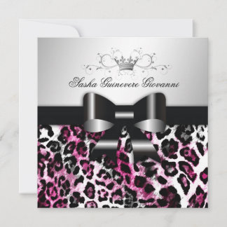 311 Chic Hot Black n Pink Leopard Bow| Süß 16 Einladung