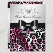 311 Chic Hot Pink Leopard Bow Metallic Einladung (Vorne/Hinten)