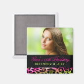 311 Chic Hot Pink Limon Leopard Bow Save the Date Magnet (Vorderseite/Rückseite)