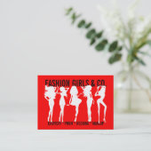 311 Chic-Mode-Mädchen-Silhouette-Blasen-Rot Terminkarte (Stehend Vorderseite)