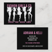 311 Chic-Mode-Mädchen-Silhouette-Schwarz-Rosa Visitenkarte (Vorne/Hinten)