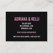 311 Chic-Mode-Mädchen-Silhouette-Schwarz-Rosa Visitenkarte (Rückseite)