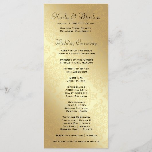 311 Ciao Bella Lovey Dovey Damask Hochzeitsprogram Programm (Rückseite)