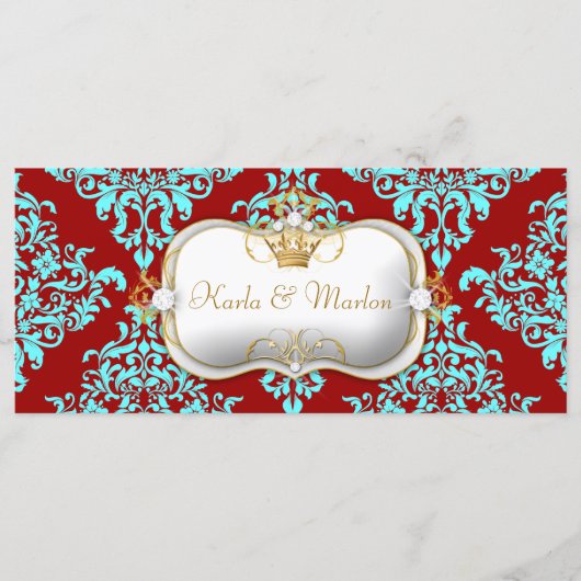 311 Ciao Bella Lovey Dovey Damask Hochzeitsprogram Programm (Vorderseite)