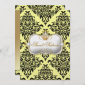 311 Ciao Bella & Lovey Dovey Damask Lemon Ice Einladung (Vorne/Hinten)