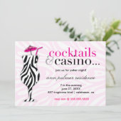 311 Cocktails & Casino Zebra Einladung (Stehend Vorderseite)