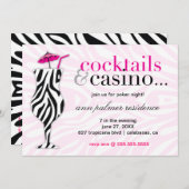 311 Cocktails & Casino Zebra Einladung (Vorne/Hinten)