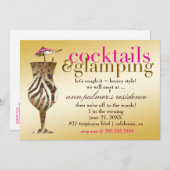 311 Cocktails u. Glamping Gold metallisch Einladung (Vorne/Hinten)