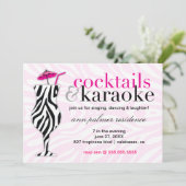 311 Cocktails u. KaraokeZebra Einladung (Stehend Vorderseite)