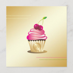 311-Cupcake Paradise Monogramm 16 . Geburtstag Einladung