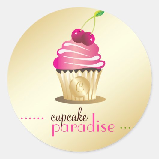 311-Cupcake-Paradise-Monogramm Runder Aufkleber (Vorderseite)