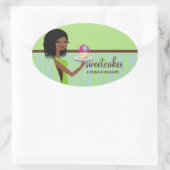 311 Cupcake Süsse Blue Green African American Ovaler Aufkleber (Tasche)