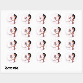 311-Cupcake Süsse Ethnic Wavy Haar Runder Aufkleber (Blatt)