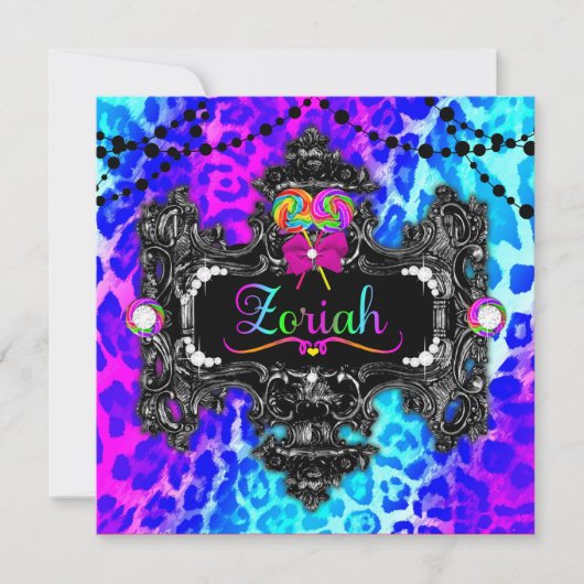 311 Custom Candy Wonderland Leopard Einladung (Vorderseite)