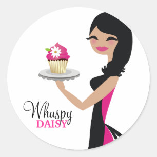 311-Daisy Cupcake Süsse Wavy Brünett Runder Aufkleber