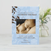 311-Damask Baby Boy Ankündigung (Stehend Vorderseite)