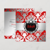 311-Damask Shimmer Königin Kisses Süß 16 Kirsche Einladung (Vorne/Hinten)