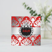 311-Damask Shimmer Königin Kisses Süß 16 Kirsche Einladung (Stehend Vorderseite)