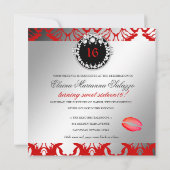 311-Damask Shimmer Königin Kisses Süß 16 Kirsche Einladung (Rückseite)