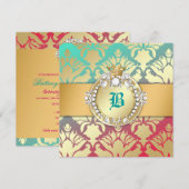 311-Damaskus-Schimmer-Königin-Türkis-Traum 16 Einladung (Vorne/Hinten)