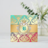 311-Damaskus-Schimmer-Königin-Türkis-Traum 16 Einladung (Stehend Vorderseite)