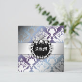 311-Damast Shimmer Queen 16 . Geburtstag Hydrangea Einladung (Stehend Vorderseite)