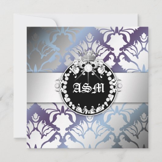 311-Damast Shimmer Queen 16 . Geburtstag Hydrangea Einladung (Vorderseite)