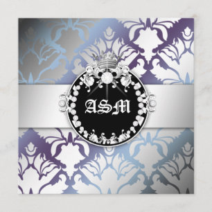 311-Damast Shimmer Queen 16 . Geburtstag Hydrangea Einladung
