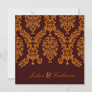 311 Dashing Damask Fresh Orange 5,25x5,25 Einladung