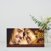 311 Dashing Damask Fresh Orange Yellow Rett Date Save The Date (Stehend Vorderseite)