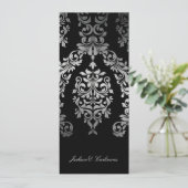 311 Dashing Damask Imitat Silver Custom Einladung (Stehend Vorderseite)