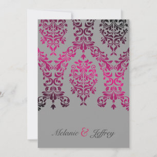311-Dashing Damask Magenta Gray Einladung