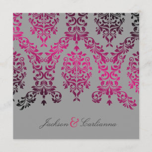 311-Dashing Damask Nacht Magenta Hellgrau Einladung