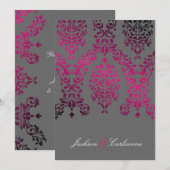 311-Dashing Damask Night Magenta Dunkelgrau Einladung (Vorne/Hinten)