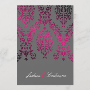 311-Dashing Damask Night Magenta Dunkelgrau Einladung